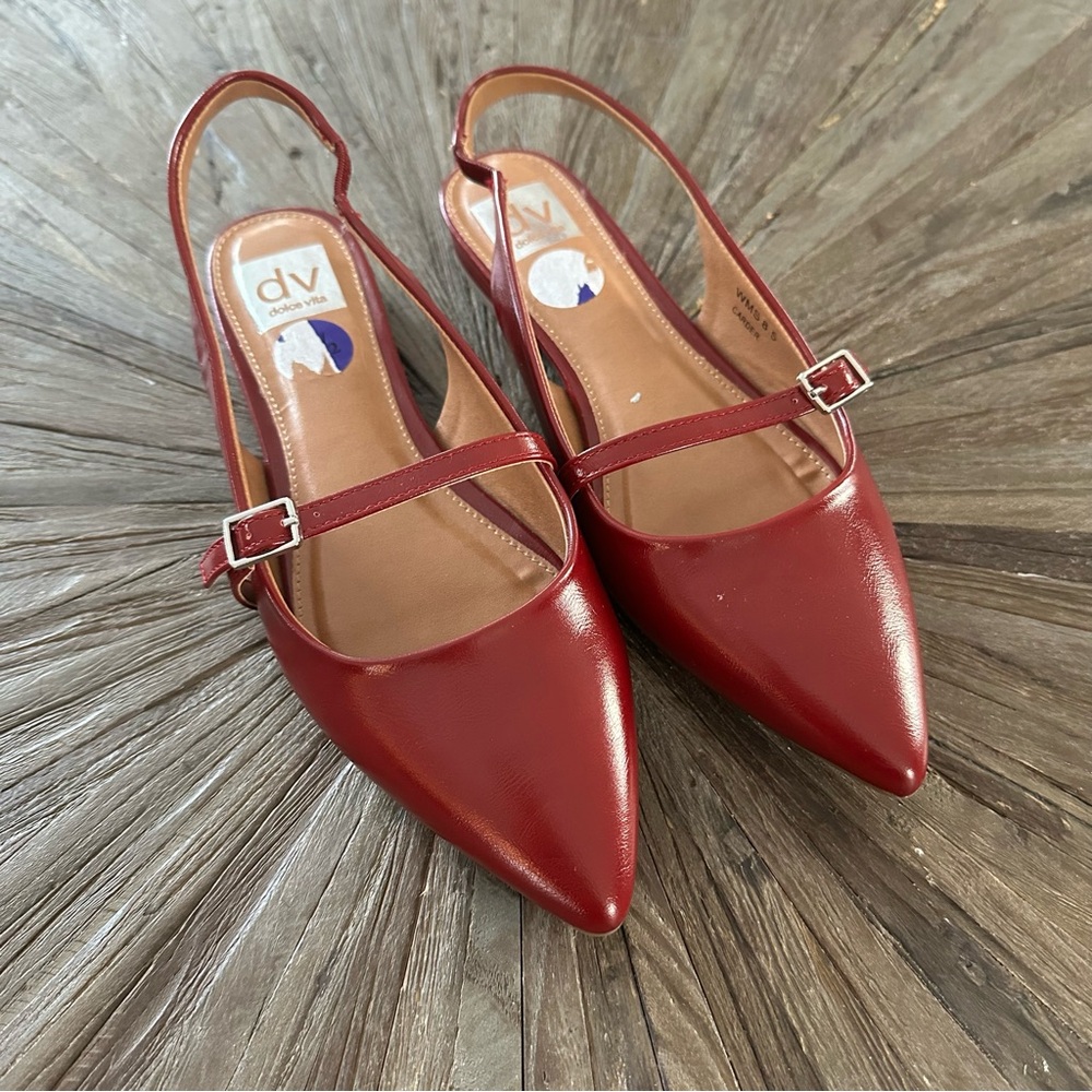 DV DOLCE VITA Red Pointed Toe Red Sling Back Flats